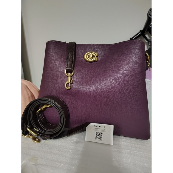 Coach Handbags - NWT Coach Willow Shoulder Bag Deep Berry Pebble Leather C2590 Crossbody Purple